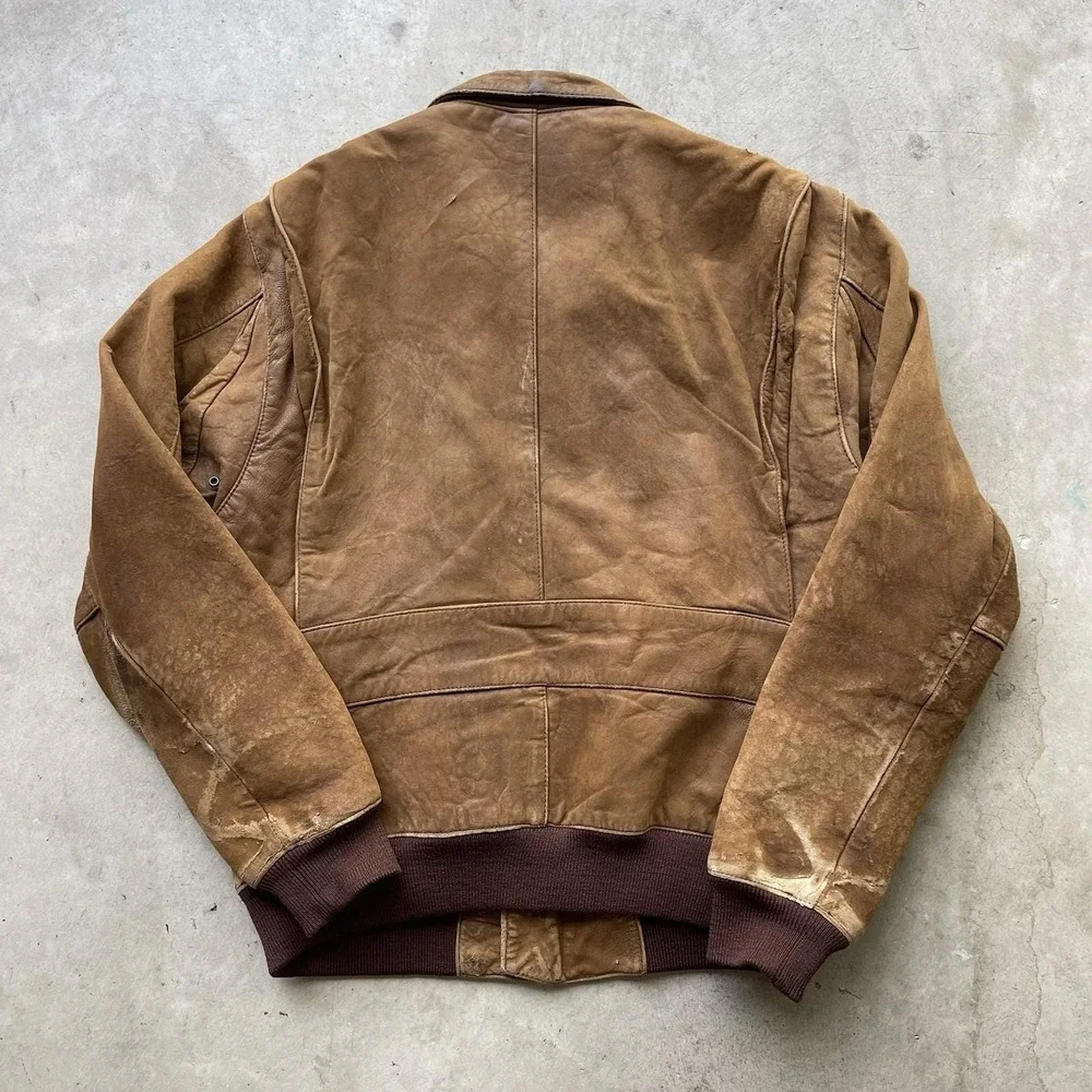 Vintage Banana Republic aviator jacket 40 leather Bomber cockpit Patina Distress